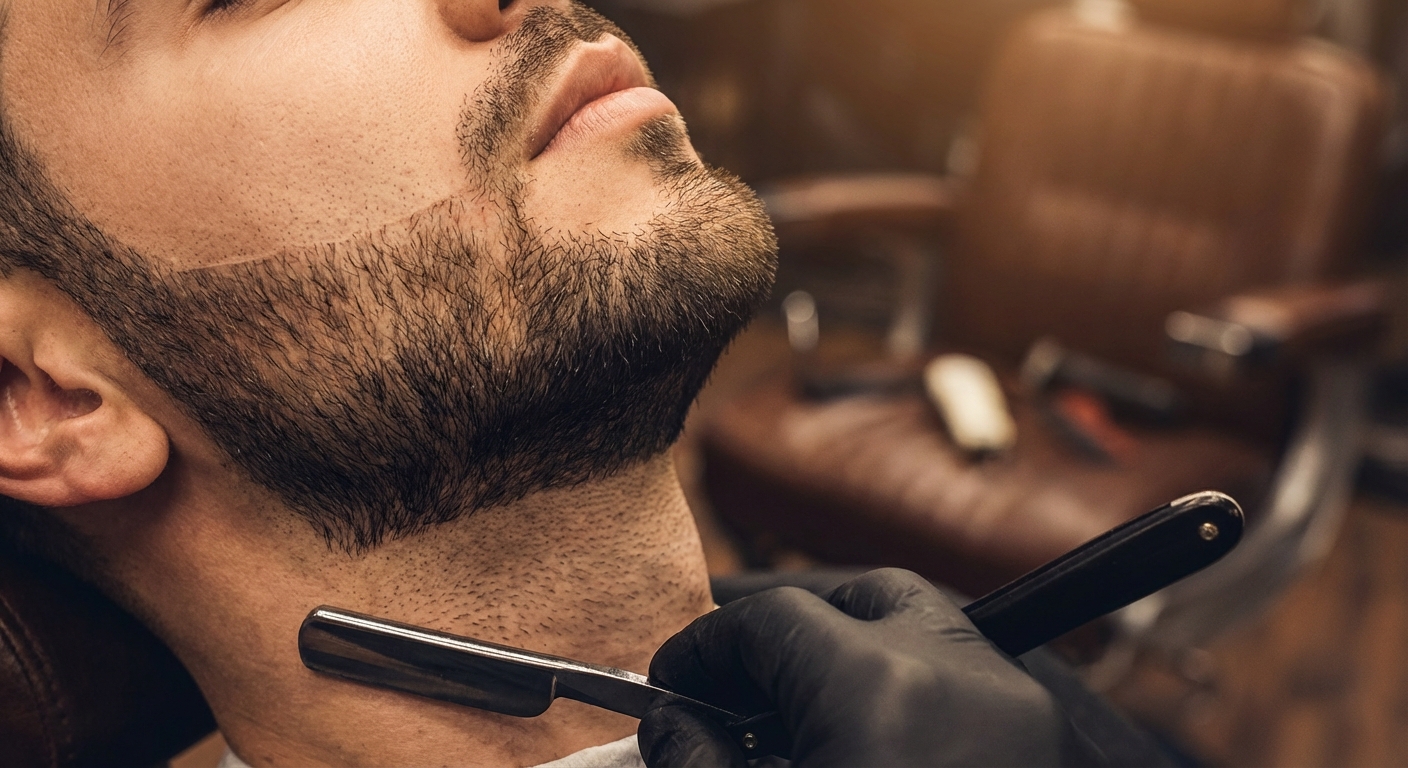 Contours barbe précis barbier professionnel
