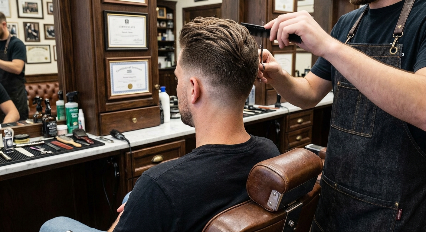 Coupe classique homme chez Barbier à Papa